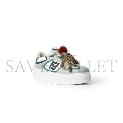 FENDI MATCH LOW TOP PLATFORM SHOES IN GREEN LEATHER 8E8721AY9NF1TO5 FENDI MATCH LOW TOP PLATFORM SHOES IN GREEN LEATHER 8E8721AY9NF1TO5